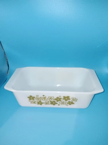 Vintage Pyrex Spring Blossom Green Daisy #913 Loaf Pan  Please Read Description