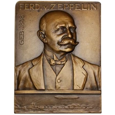 GERMANY Zeppelin ca. 1908 uniface bronze Plaque / Mayer & Wilhelm in Germany