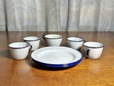 Lot of Vintage Sweden Enamelware 5 Cups, 4 Plates SEE PICS 