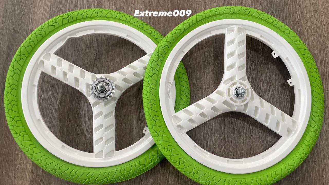 Mag Wheels Set 3 Spoke White Bmx Bike With 20x1.95 Tires