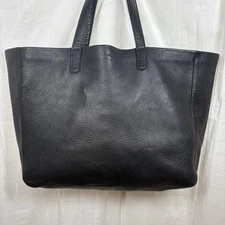 Baggu Extra Large Unstructured Leather Tote Black Pebbled Leather Discontinued 