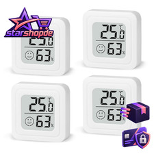 Luftfeuchtigkeitsmesser Thermometer Digital 4 St&uuml;ck Innen Wei&szlig;