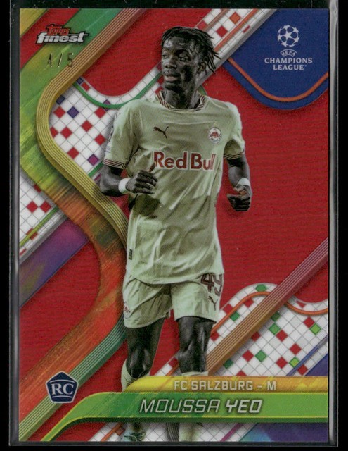 2024-25 Topps Finest UEFA Moussa Yeo #152 Red Refractor 4/5 RC Rookie
