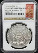 1754LM JD PERU Silver 8 REALES NGC UNC Details