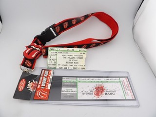 THE ROLLING STONES 2005 "A Bigger Bang" Tour Concert Ticket Stub and Lanyard