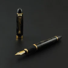 Jinhao X450 Black Lined Brown Fountain Pen Medium Nib