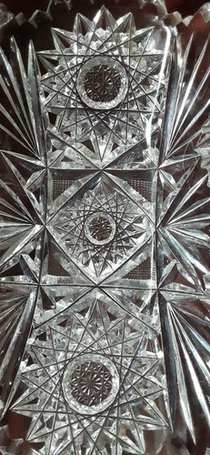 Amerikanische Brillantschliff Glas Schale Tablett Hobstar Sägezahn schwer 8" Antik - Bild 7 von 7