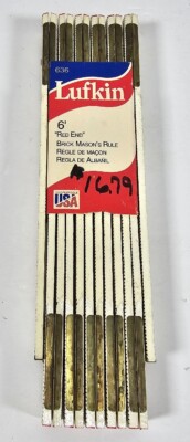Vintage NOS Lufkin 636 6' Red End Brick Mason's Rule Made In USA