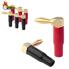 Right Angle Banana Plugs 4 Pairs/8 Pack, 90 Degree 4Mm 24K Gold Plated Dual Scre