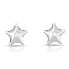 925 Sterling Silver Shiny Star Stud Earrings Push-back Sleeper Studs Tiny Petite