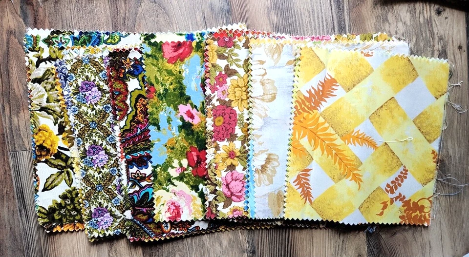 ЛОТ Образец Винтажной Ткани 12 дюймов Квадратный MCM Домашний Декоратор 175 Изделий Рукоделие 10 фунтов - Изображение 2 из 4