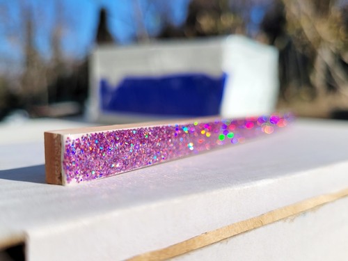 Lotto di 60 pz listello 1X20 GLITTER VIOLA ceramica vetro per interni casa decor - Foto 8 di 9