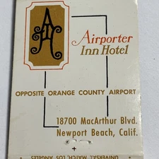 Newport Beach California Matchbook Cover ￼￼ Airporter Inn Hotel