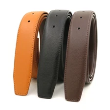33mm Width Real Genuine Leather No Buckle Replacement Belt Men Strap Waistband