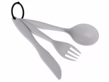 GSI TEKK Eggshell White 3 Piece Cutlery Set Fork Knife Spoon Camping Scouts