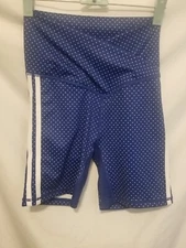 WILO The Label Polka Dot V-Waist Biker Shorts Women XS Surf Blue White