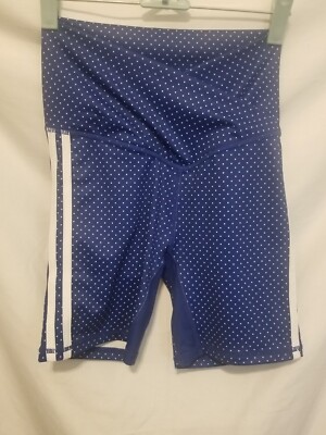 WILO The Label Polka Dot V-Waist Biker Shorts Women XS Surf Blue White