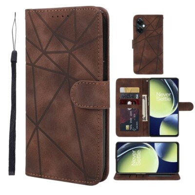 Für oneplus Nord Ce 3 Lite Skin Feel Geometric Lines Leder Telefon Schutzhülle