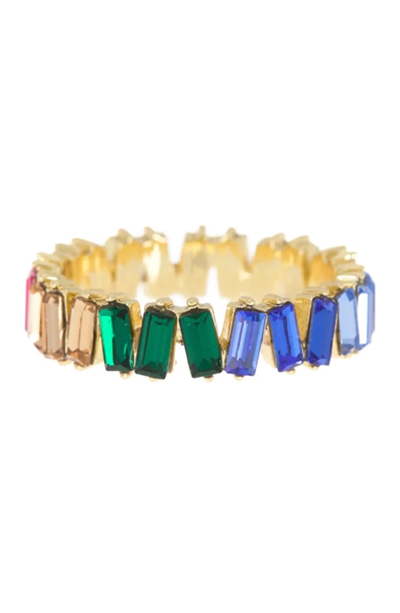 BNWT COVET Multi Color Baguette Eternity Ring in Size 7 MSRP