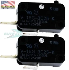 2x Omron Basic / Snap Action Switches Pin Plunger 15A , 250 VAC ,125 VDC 200 gf 