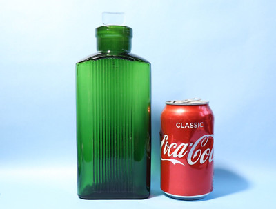 Antike gerippte Apotheke große Öffnung grüne Glas Giftflasche 20floz 9'' hoch