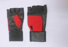 Weight Lifting Gloves Genuine Leather Fitness Glove Gym Training Exercise Red