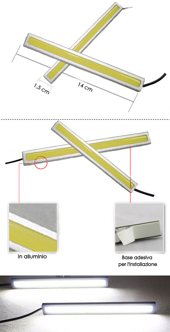 COPPIA LUCI DIURNE 6 POWER LED DAYLIGHT 12 UNIVERSALI AUTO LUCE BIANCA - Foto 8