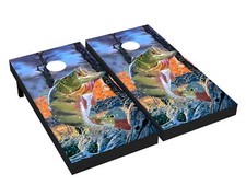 A fish leaping Cornhole Board Wrap LAMINATED Wraps Decals Vinyl skin 75