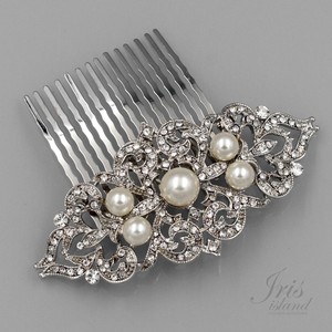Vintage Bridal Hair Comb Pearl Crystal Headpiece Wedding