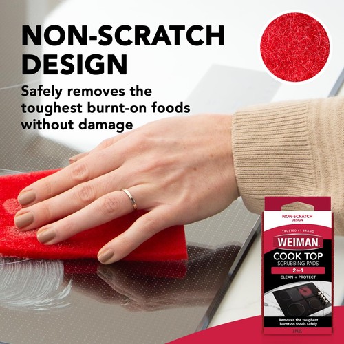 Cooktop Scrubbing Pads 3 Count Scratch-Free Cleaning Pads for Cermaic Glass C... - Picture 5 of 9