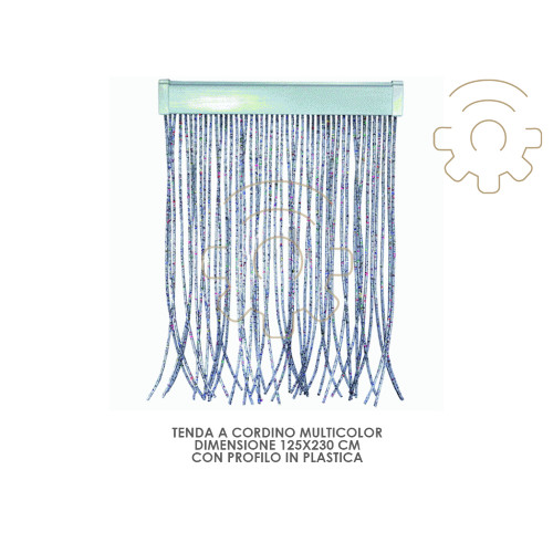 Tenda a Cordoncino Argento 125x230 cm con Profilo in Plastica - Shop