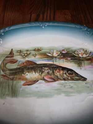 9* Joseph Schachtel Porcelain Fish Plates & Serving Platter