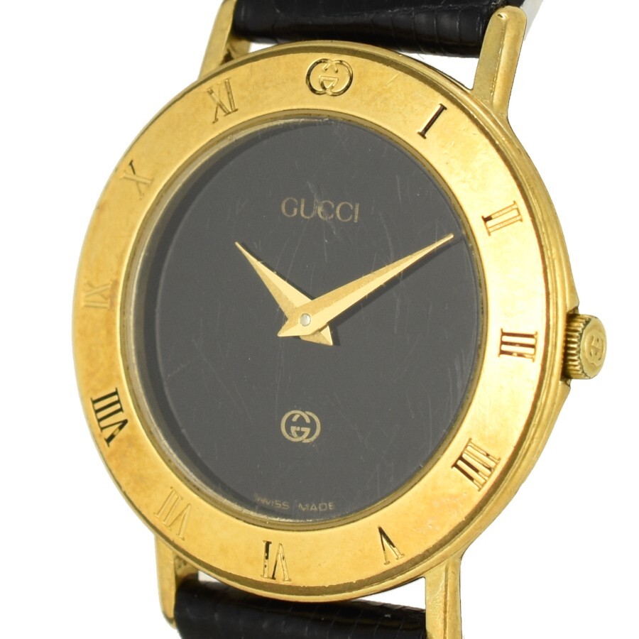 Gucci 3001L Watch Quartz 25mm Women's Black Dial Swiss Made Round