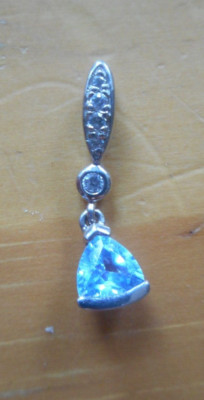 925 Silber Anhänger von Diamonique mit wasserblauem Zirkon