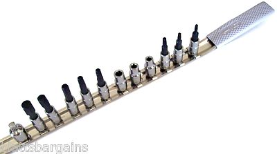 13pc CRAFTSMAN 1/4'' DRIVE HEX ALLEN E TORX BIT SOCKET SET W/USA SOCKET RAIL