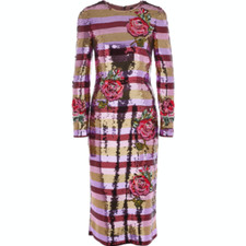 DOLCE & GABBANA Rose Embroidery Sequin Silk Midi Dress - UK 10/IT 42 - £7,800