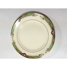 Homer Laughlin Nautilus Bread Plate Roses Black Green Gold 1949 B44N8 6"