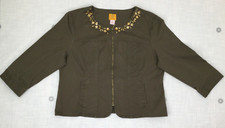 Ruby Road Green Lightweight 3/4 Sleeve Crop Jacket Womens Sz 18