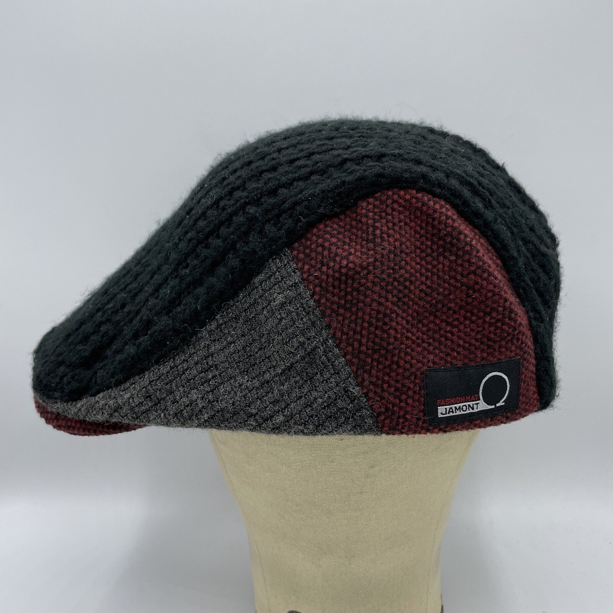 Jamont Newsboy Cap Adult Black Red Gray Knit Tweed Cabbie Cab Driver Hat