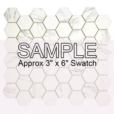 Recycled Glass Tile Hexacycle Carrara Bathroom Shower Kitchen Backsplash White