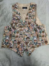 Vintage Nadia Embroidered CHILDREN Tapestry Women's MED Grandmacore Vest NEW v3