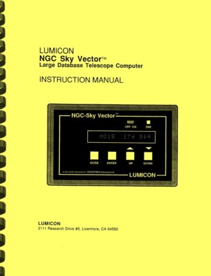 Lumicon NGC Sky Vector Database Telescope Computer OWNER'S INSTRUCTION MANUAL