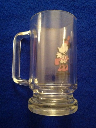 VINTAGE WALT DISNEY PRODUCTIONS MINNIE MOUSE SOUVENIR 6" GLASS MUG - Picture 2 of 2