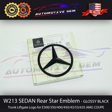 W213 Sedan Mercedes Gloss Black Star Emblem Rear Trunk Lid Logo Badge Amg E350