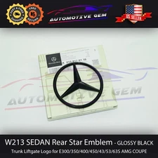 W213 SEDAN Mercedes GLOSS BLACK Star Emblem Rear Trunk Lid Logo Badge AMG E350