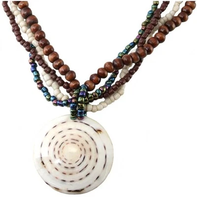Collier Kette 45 cm Muschel Schnecke Kegelschnecke Anhänger - Bild 1 von 2