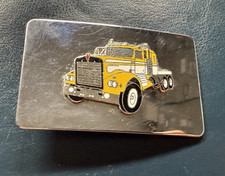 Vintage Kenworth W900 Yellow WH Semi Truck Cab Belt Buckle heavy Chrome Enamel