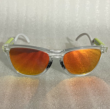 Oakley Square Sunglasses Mirrored Orange Lenses Clear Plastic Frame Lightweight