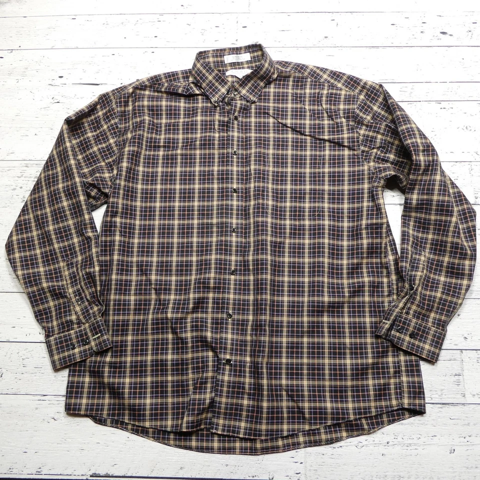 Camisa Enro Para Hombres 2XL Alta Negra Tostada Púrpura Cuadros Algodón Sin Hierro Abotonada Foto 2 de 4