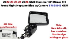 Oem 2022-2026 Gmc Hummer Ev Mirror Rh Front Right Neptune Blue Wcamera 87828145 Oem 2022-2026 Gmc Hummer Ev Mirror Rh Front Right Neptune Blue Wcamera 87828145